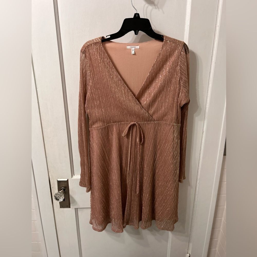 Maurices Never worn Metallic Pink V-Neck Dress